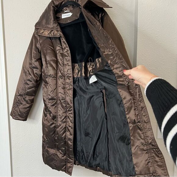 Hilary Radley Puffer Down Coat Size Small Shiny Brown - Picture 8 of 10